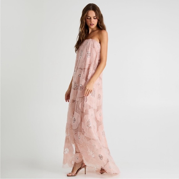 NWT Helsi Margot Floral Embellished Maxi Dress Pink Pearl - Picture 3 of 10